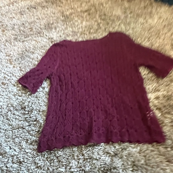 Like new LOFT burgundy short sleeve sweater top - Picture 3 of 3